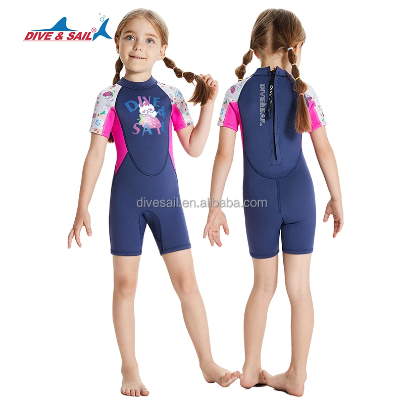 Подгонянные девушки 2 5 мм с коротким рукавом цельный тепловой купальник водонепроницаемая ткань для дайвинга костюм