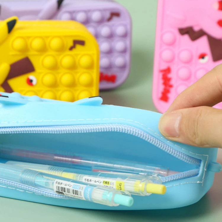 Popular new decompression poppet fidget pencil pouch case for tangle bubble silicone pops up fidget popper pen pencil case