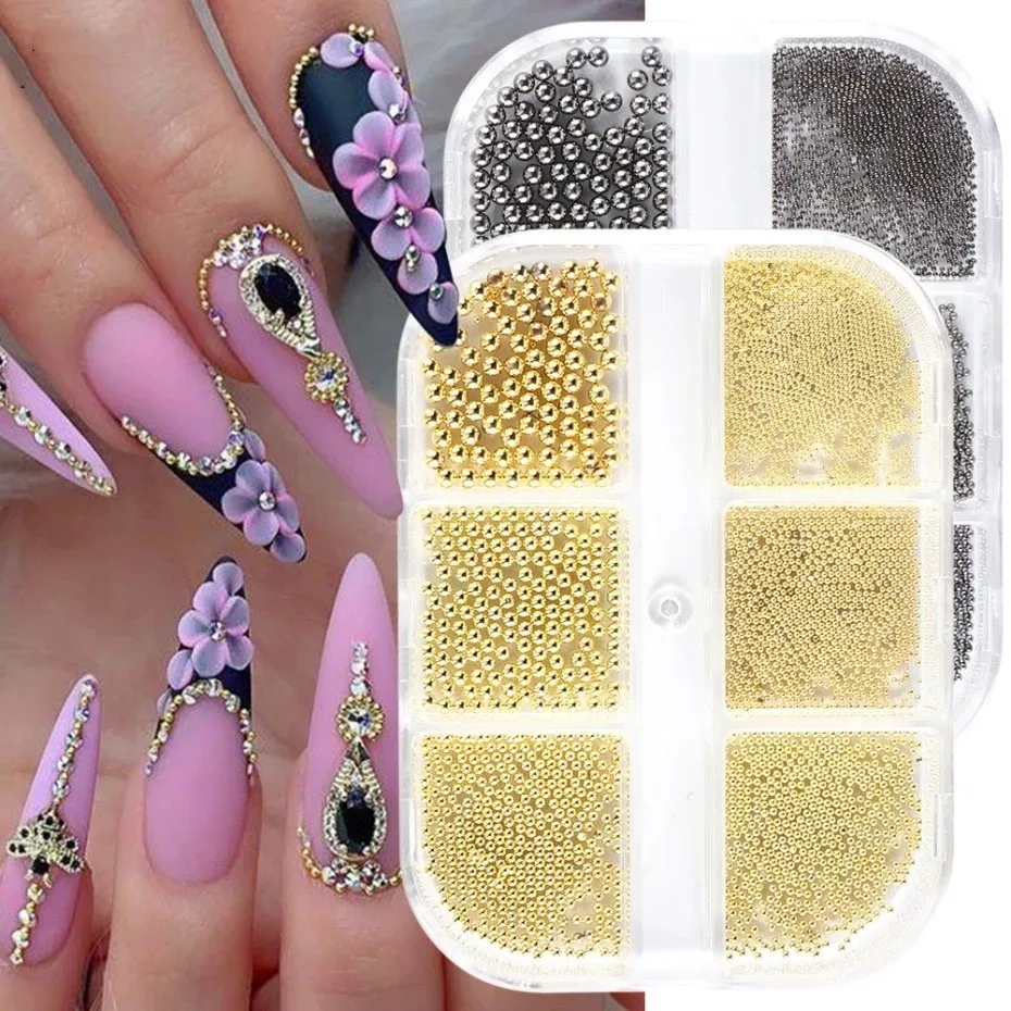 Nail Art Jewelry Stainless Steel Beads Rose Gold Nail Decoration