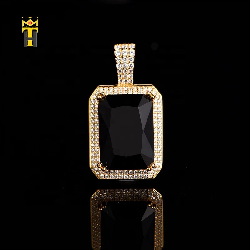 Vintage square pendant 18k gold plated cz diamond jewelry sapphire emerald gemstone necklace pendant