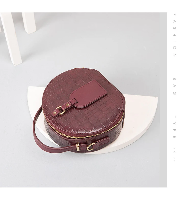 AZB059 Hot Sale Crocodile Vegan Pu Leather Popular Shoulder Purse Round Shape Women Purses Handbags Wholesale Handbags for Women