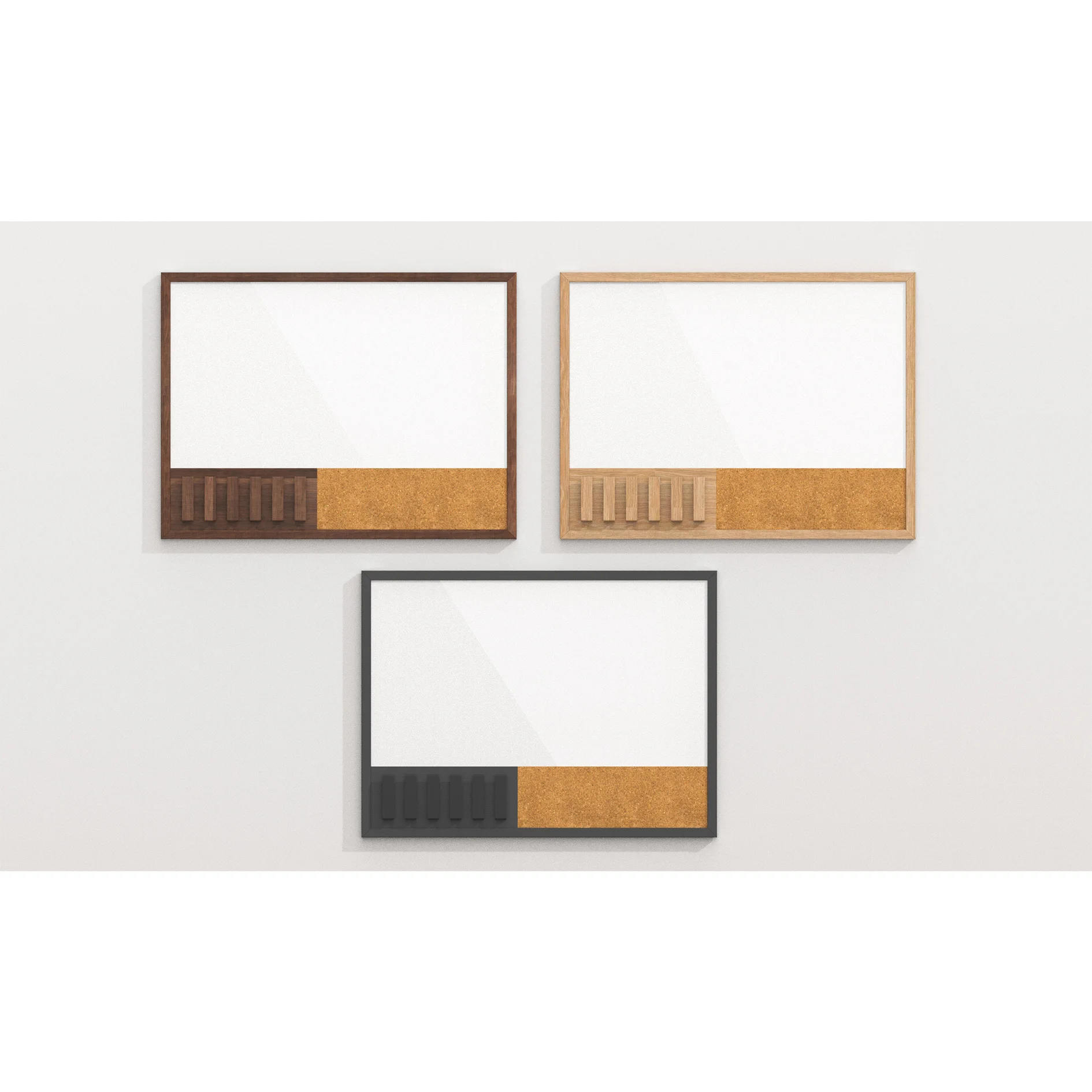 Wood Fame Whiteboard with Hanger for Key Chain Combo Board White board and Cork Board 45*60