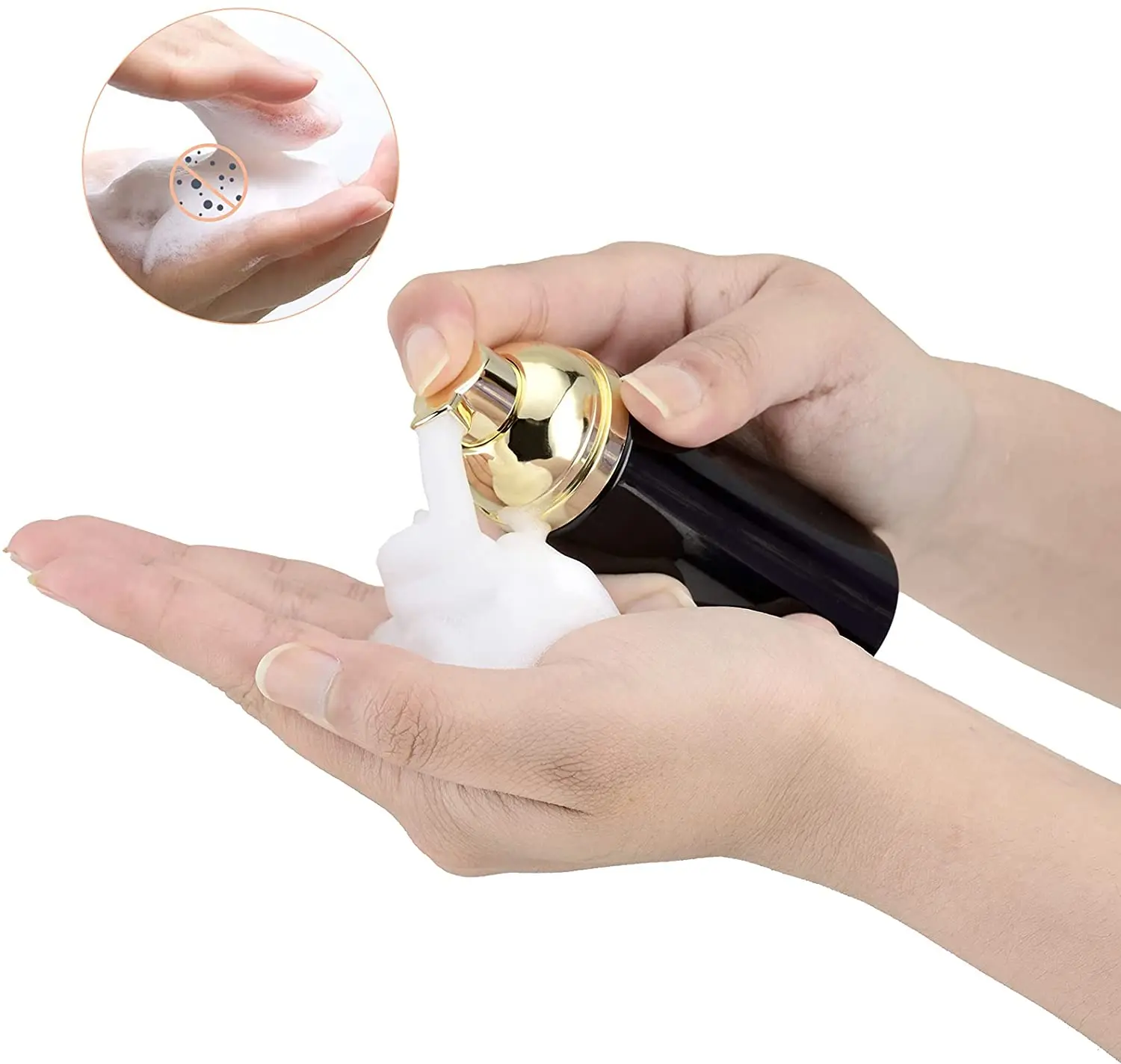 Plastic rose gold foaming hand soap pump pressure spray cosmetic foam face wash pump with bottle