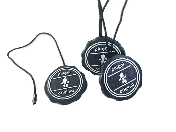 Watch Hang Tags Custom Quality Embosed Logo Authentic Hologram Plastic Garment Tags with Nylon String on Two Ends White Plastic