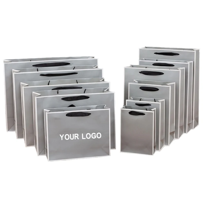 New Gold Black Logo Hot Foiled Stamping Black Matt Kraft Paper Bag With Cotton Rope Handles