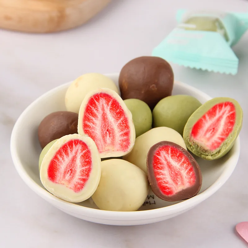 Direct Wholesale Freeze Dried Strawberry Chocolate Matcha  Milk Covered Coated Low Price