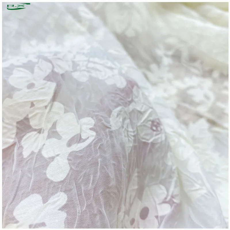 Custom Wholesale 50%Viscose 50%Polyester Silk Burnt-out PrintedFabric For Dress