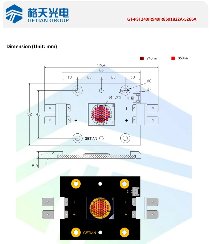 240W IR LED Chip 850nm+ 940nm COB LED