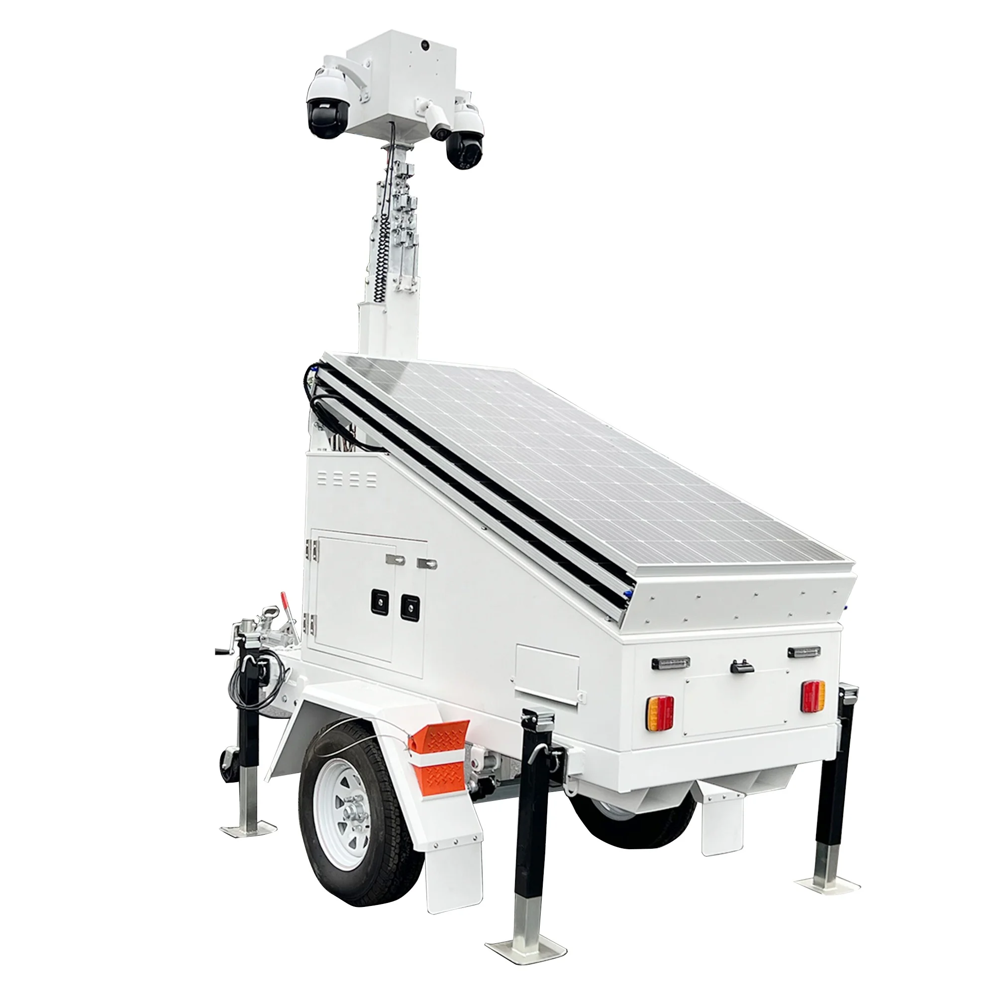 Lithium Battery Solar Tower with 2x PTZ Dome Cameras for CCTV