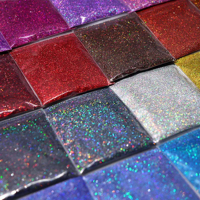 10g Bag Pack Super Shiny Holographic Nail Glitters Flakes Laser Nail Sequin Powder for Nail Gel Beauty DIY Decoration