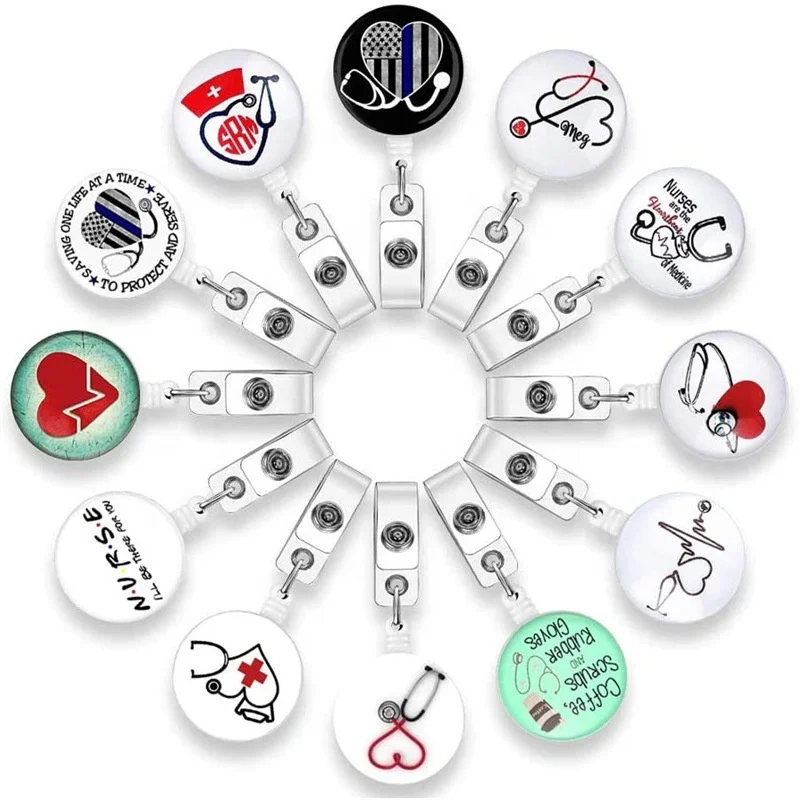 Custom Logo Plastic Retractable Carabiner Yoyo ID Nurse Name Pull Badge Reel Holder