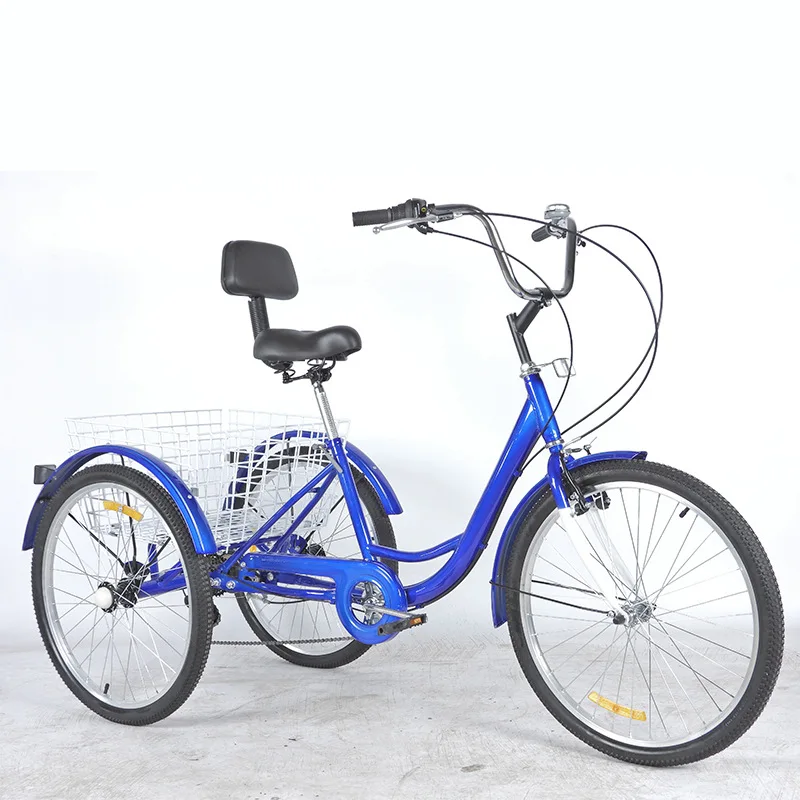 2024 China popular cheap whole sale adults elder 24 inch 6 speed disc brake three wheel cargo bikes trike
