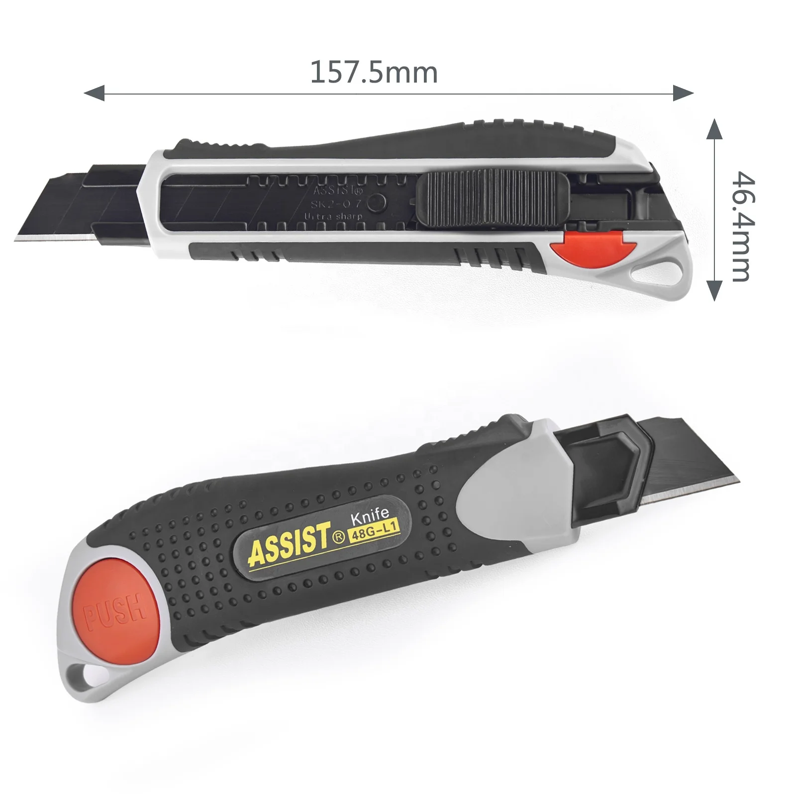 ASSIST Snap Off Heavy Duty 18mm Utility Knife Box Cutter 25kgs Locking force with  SK2 High-Carbon Steel Black Premium