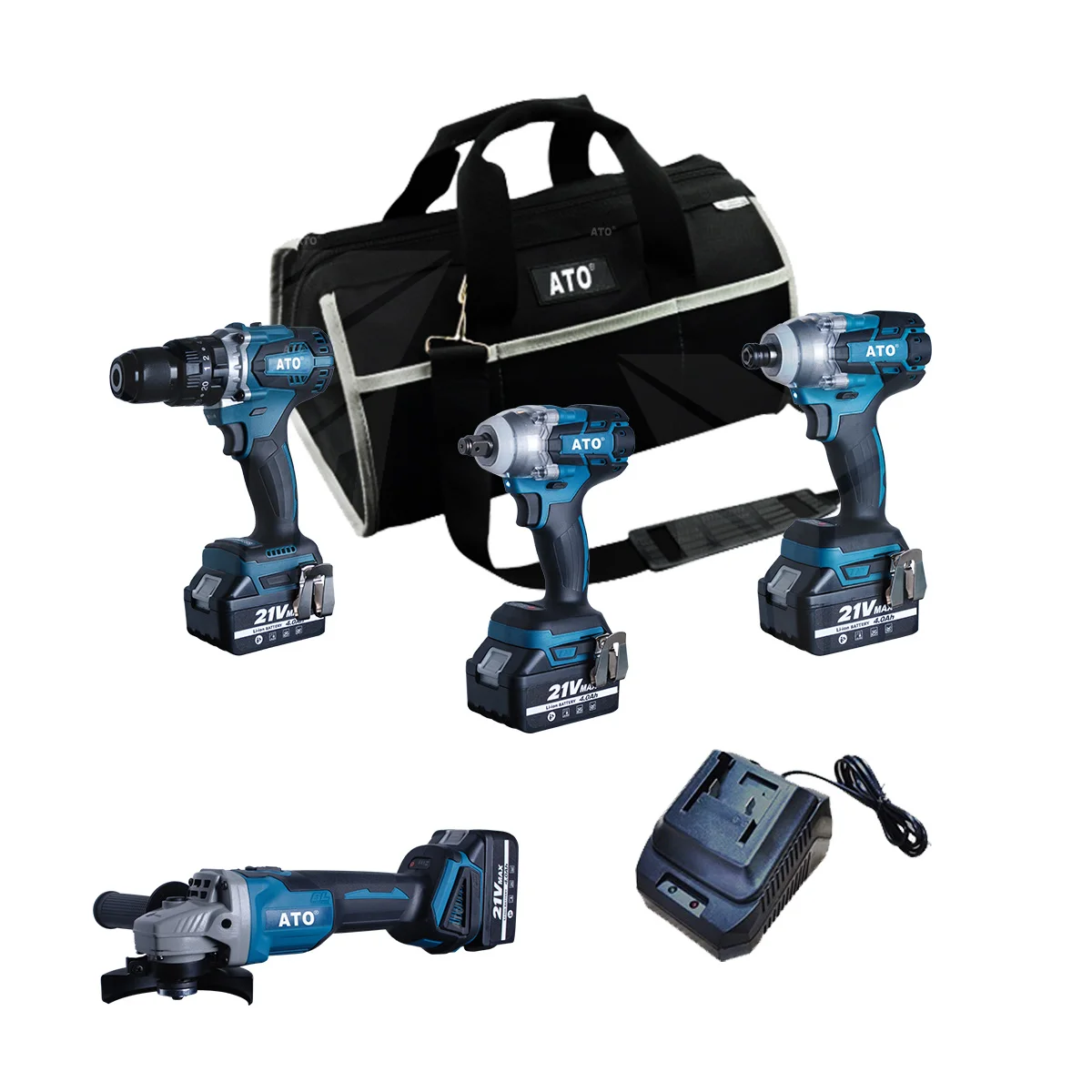 ATO power tools CB2004 lithium-ion battery 4 in 1 tools combo kits sets 15-pieces combo brushless cordless  reciprocating saw