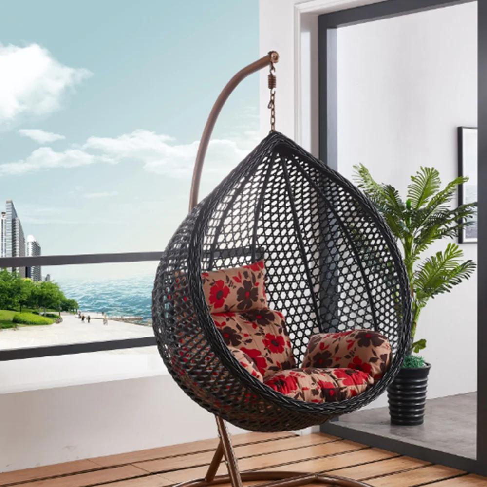 Patio garden outdoor wicker rattan egg shaped chair swing set furniture with good price