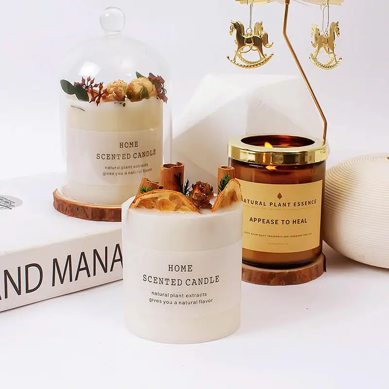 Hot Selling Dried Flower Scented Candles Soy Wax And Fragrance Oils Aromatherapy Aroma Candles With Glass Jar Tin Gift Box