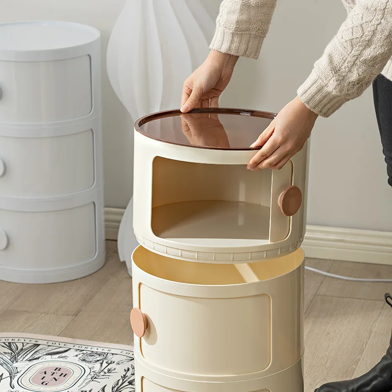 Nordic bedside table round home simple creative bedroom storage cabinet net red plastic cartoon ins small cabinet