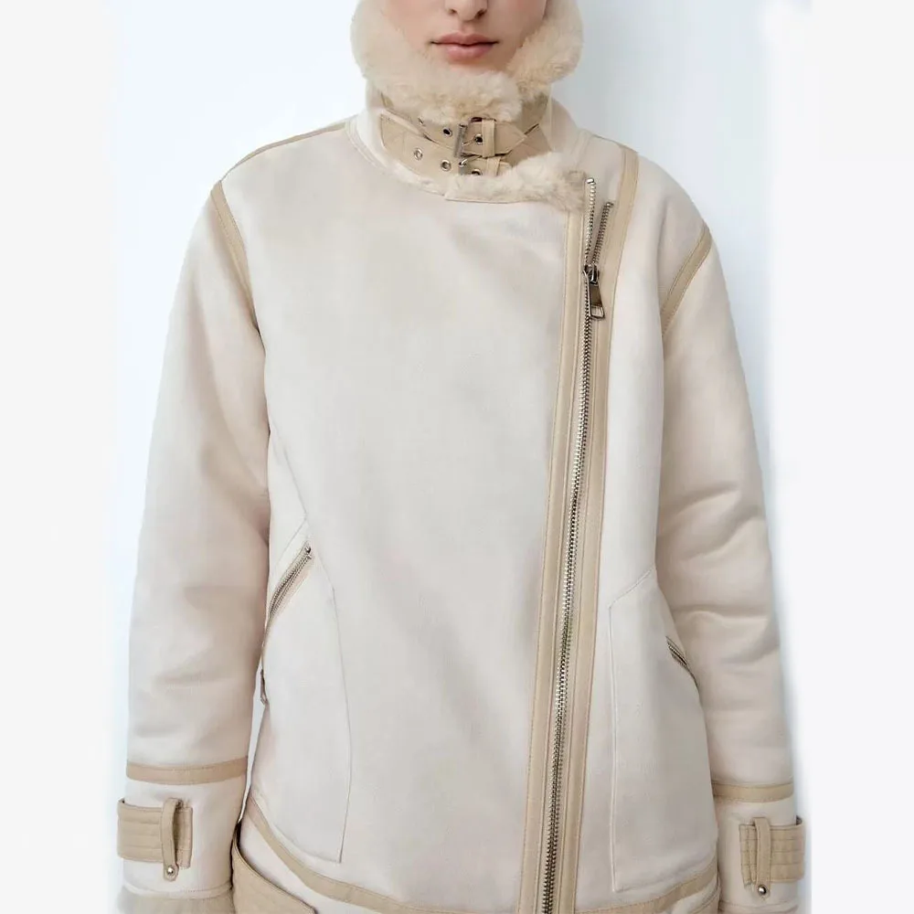 Winter new style suede leather jacket fleece jacket women lapel solid color fur coat shearling sheepskin woman coat