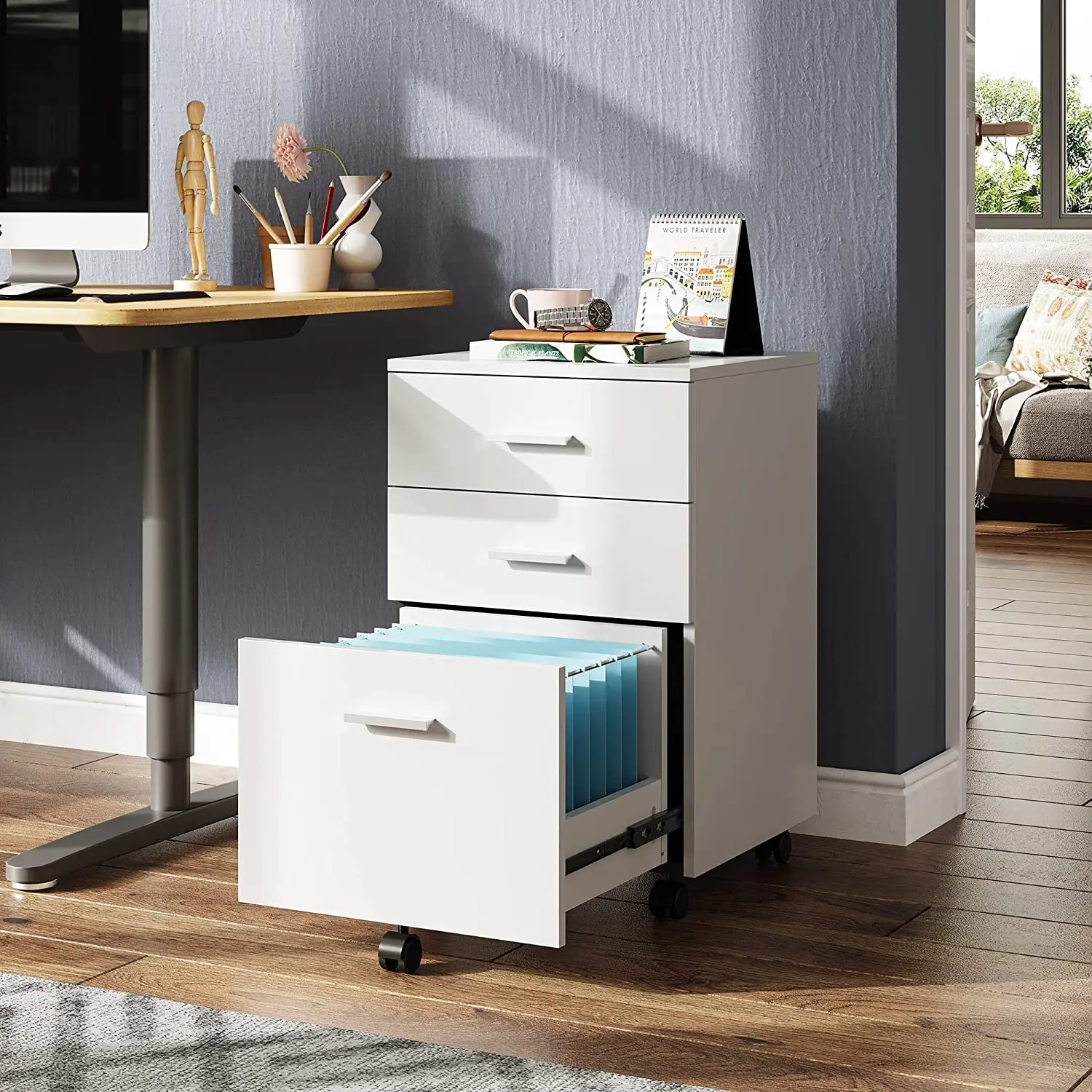 file cabinet 3 drawers.rolling mobile filing cabinet with wheels for A4/letter size