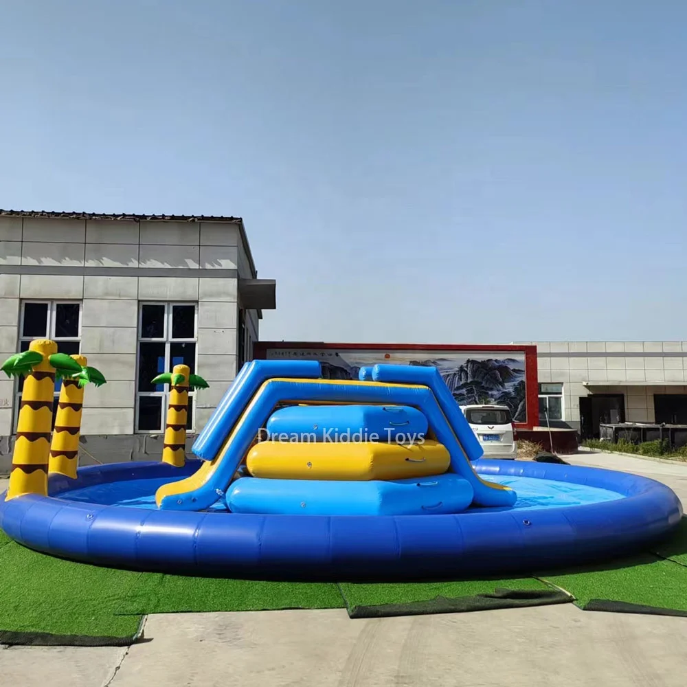 Custom Big Inflatable Water Park Equipment Playground Slide With Swimming Pool Outdoor For Kids And Adults