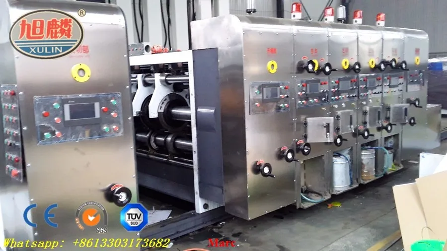 Hebei xulin Auto high speed 4 color carton flexo printing slotting die cutting machine