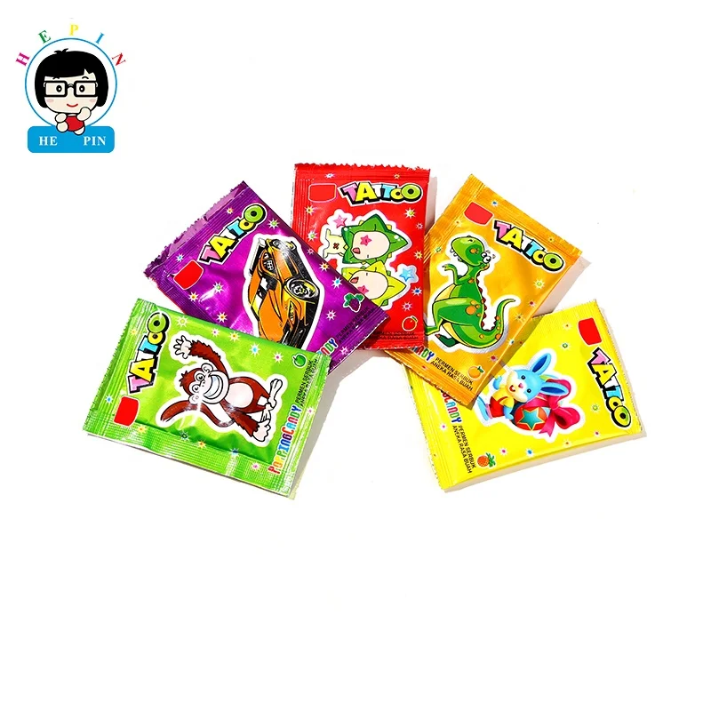 Оптовая продажа фруктовый вкус сладкие Кислые Конфеты смешанные цвета твердые конфеты с татуировкой