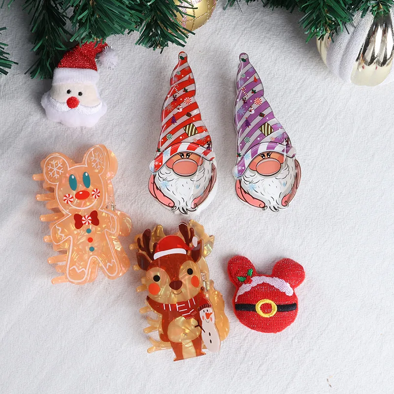 Christmas Gingerbread Man Hair Claw Cute Elk Deer Crab Hair Clip Cartoon Claw Clip Hair Accessories for Women Girls