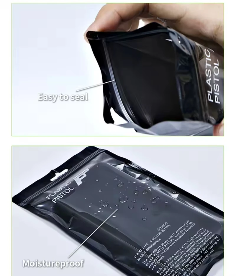Custom Logo Plastic Zipper Bag For Packaging Phone Matte Black PVC Zipper Bag Phone Case