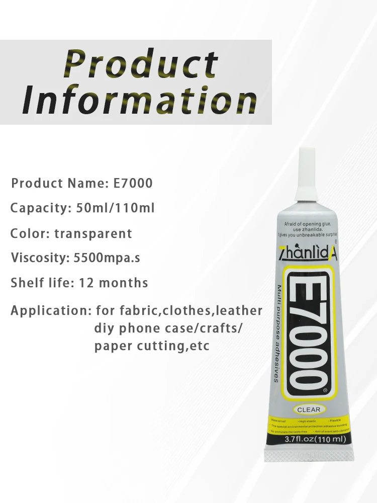 Zhanlida E7000 Textile Fabric Glue Soft Waterproof 50ml E7000  Liquid Universal Adhesive