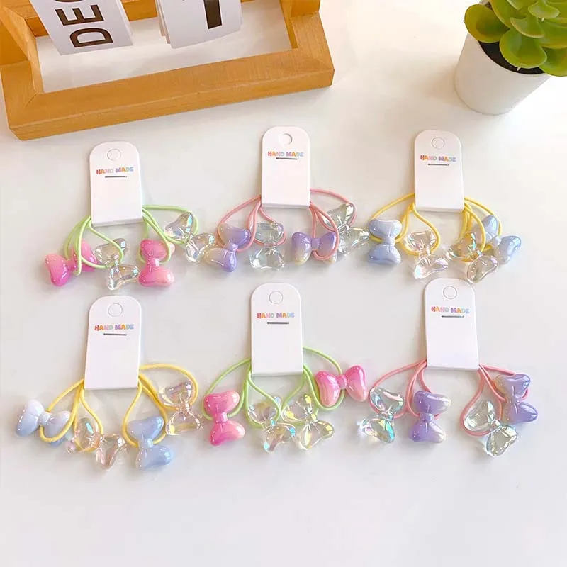 Summer Transparent Butterfly Knot Hair Rope Girl Heart Fantasy Hair Ring Sweet Kids Hair Ties