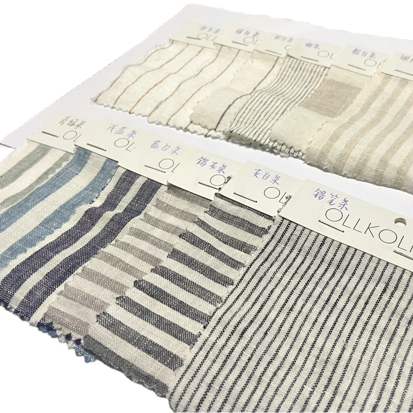 European stocking christmas linen pin stripe summer fabric stone washed soft french flax  linen fabric for bedding