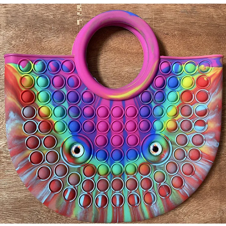 New Autism Women Shoulder Poping Push Pop Bubble Fidget Unicorn Handbags Pencil Bags Messenger Cat bag Pop Fidget Bag Toys