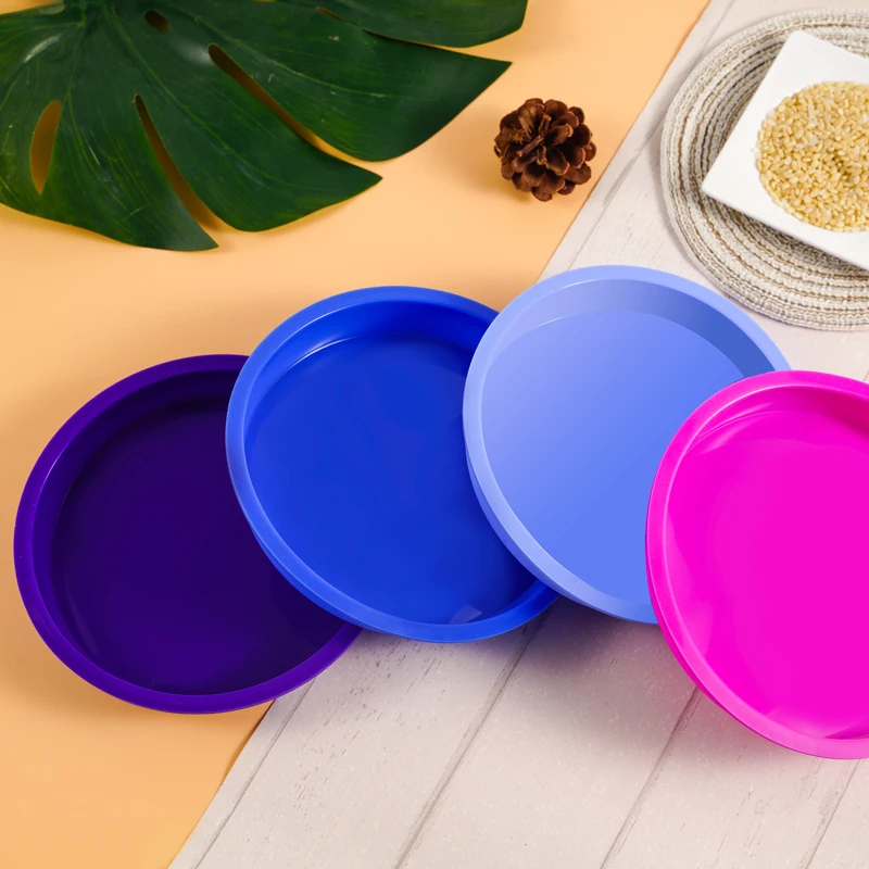 Made In China New Design 8 Inch Set Of 4 Colored Food Grade Round Silicone Mold Mini Cake Mold Set