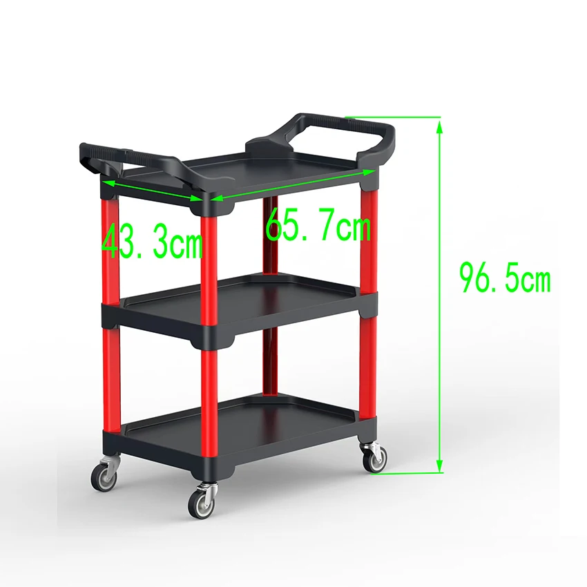 Easy To Operate Rolling Shop Tray Tool Cart 300lbs Load-bearing 3 Shelf Auto Repair Tool Cart