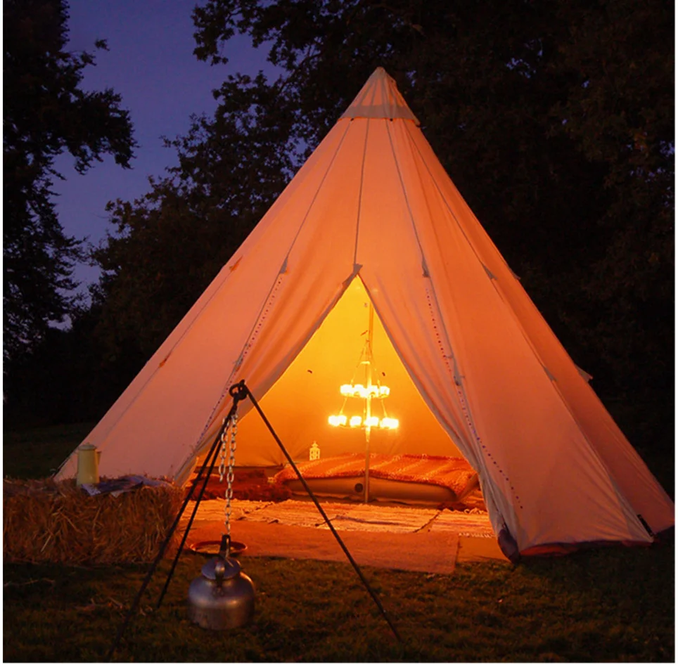 Outdoor waterproof luxury picnic big 3M Tepee Mongolia indian tipi Tent Cotton Canvas pyramid camping teepee tent for adults