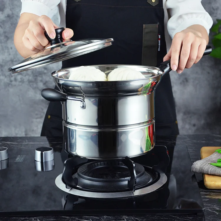 High Quality Kitchenware Stainless Steel Noodle Pot with Steamer Colander Kitchenware Noodle Pot