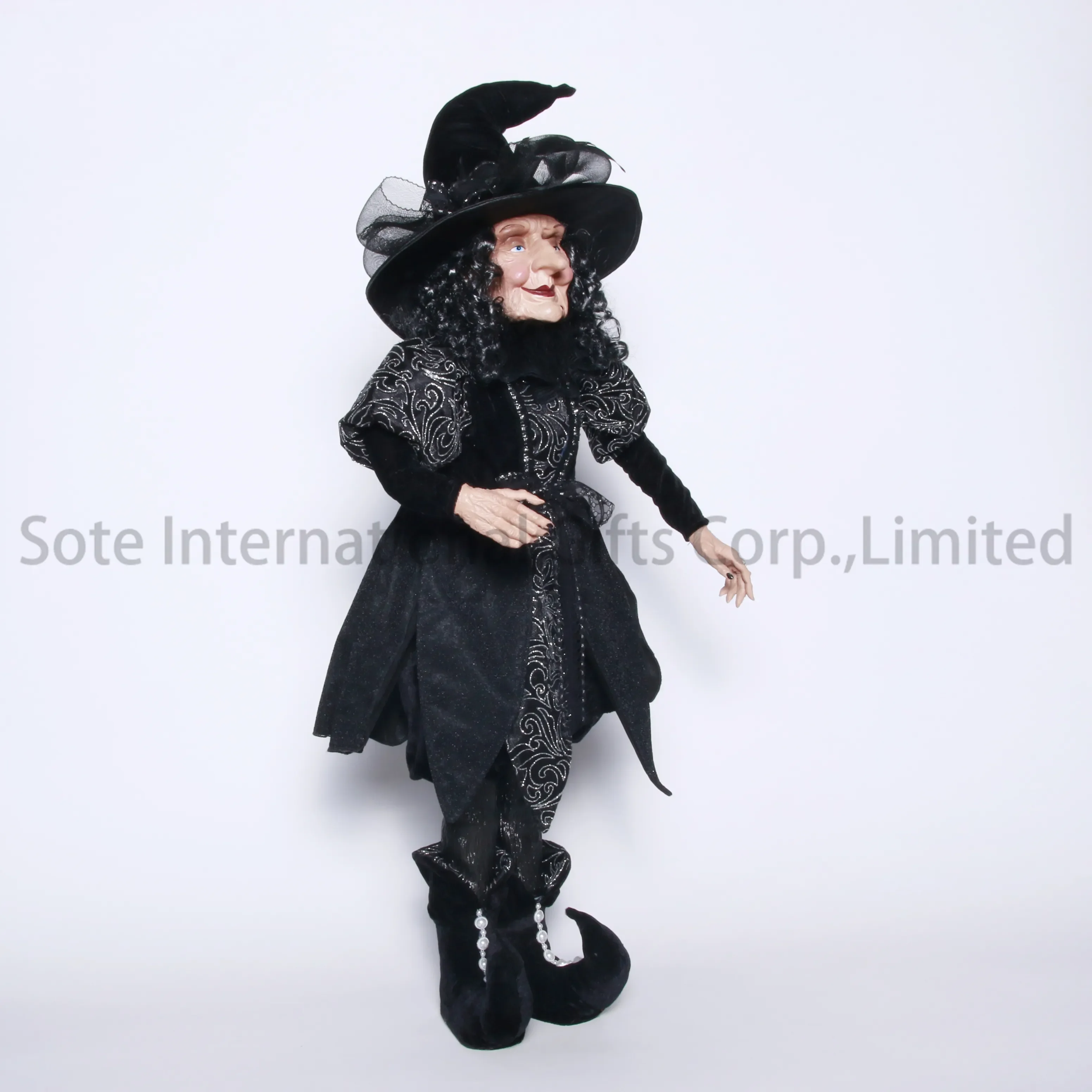 SOTE 2024 Newest 90CM Halloween Witch Doll Horrible Standing Handwork with Adjustable Posture Holiday Ornaments