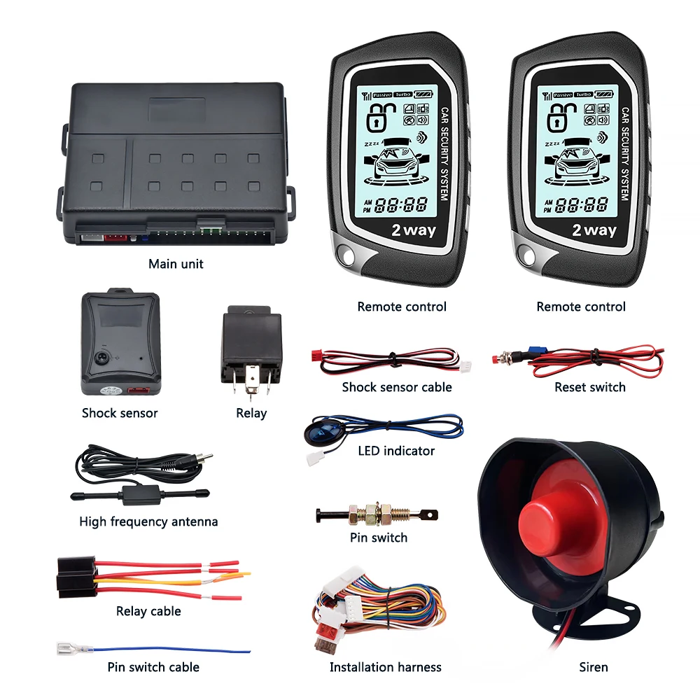 Two way Car Alarm anti-hijacking car alarm systems control range 2000m 3000m