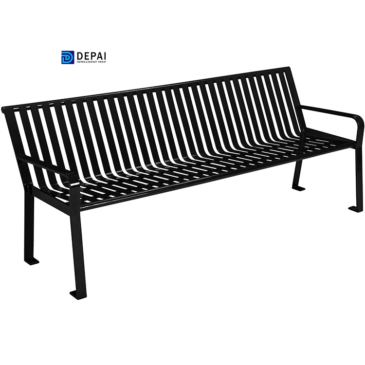 American Style 6ft Outdoor Vertical Steel Slat Park Benches with Black Color