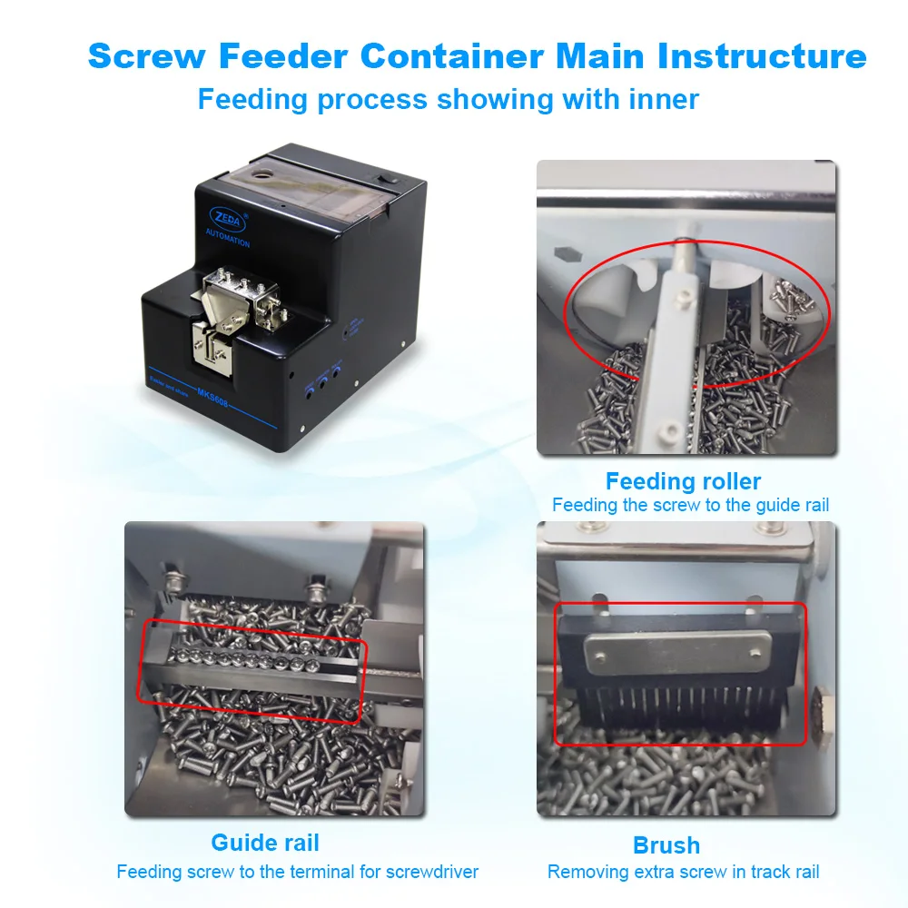 Zeda MKS608 suit M1.0-M5.0 diameter portable industry assembly line feeding system machine screw feeder presenter dispenser