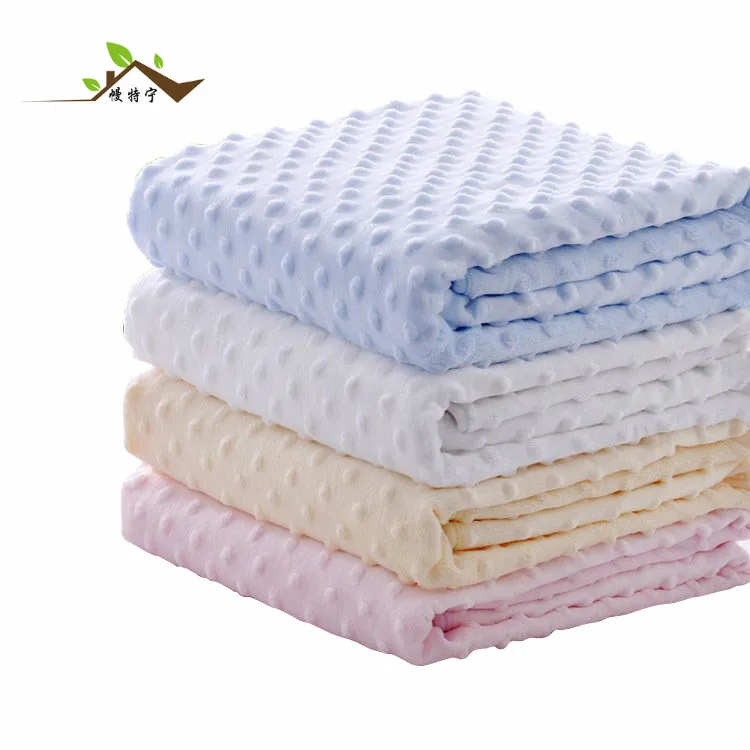 Wholesale super soft 100% polyester minky dot baby blanket for newborn