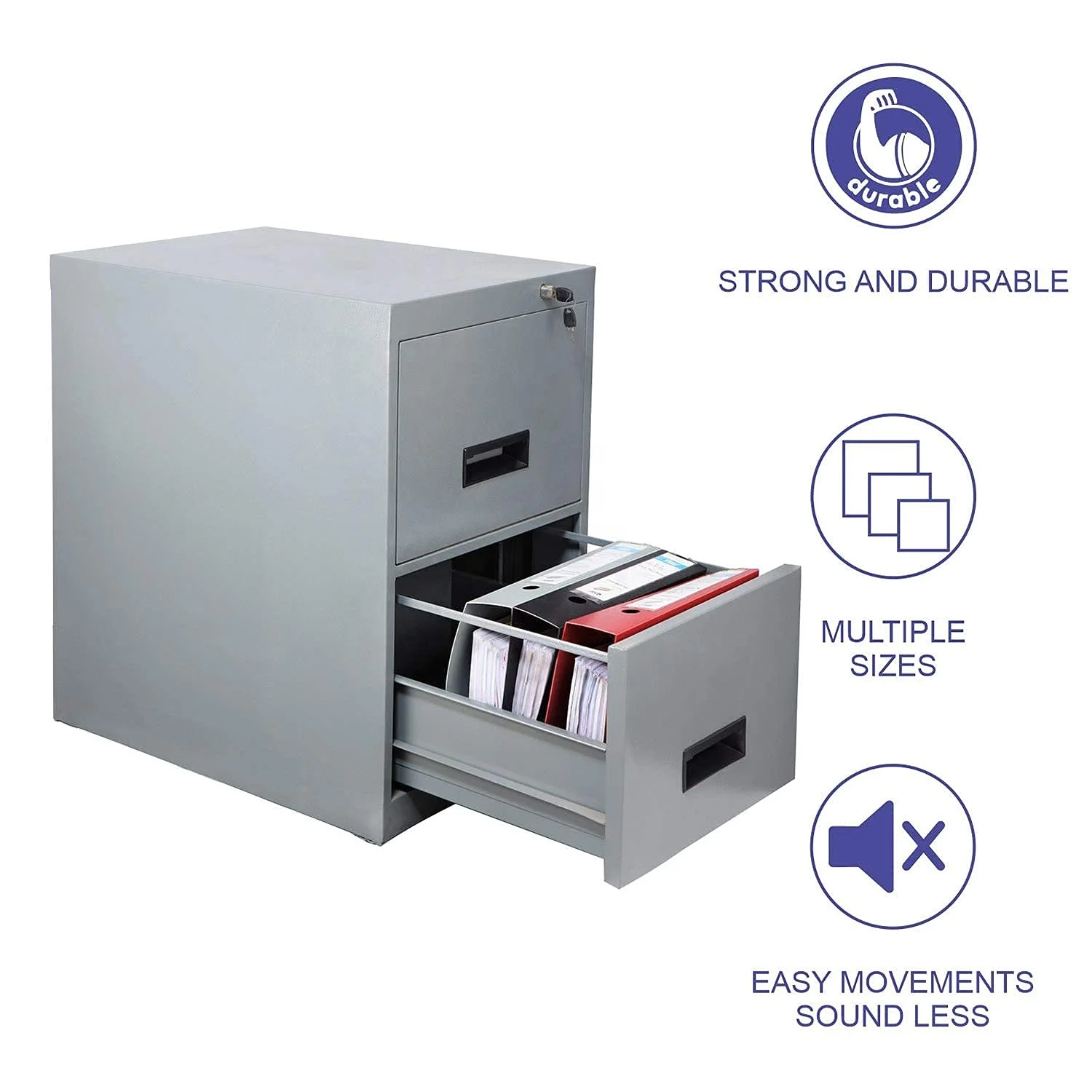 manufacturer Armario De Acero 2 Lockable home storage office metal furniture drawers Cupboard cabinet for file folder in gray