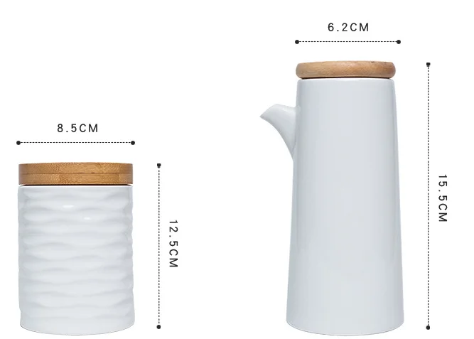 Керамическая домашняя кухонная коробка для приправ, фарфоровые наборы для соли, сахара, специй, перца с 2 отделениями, Бамбуковая стойка-Органайзер