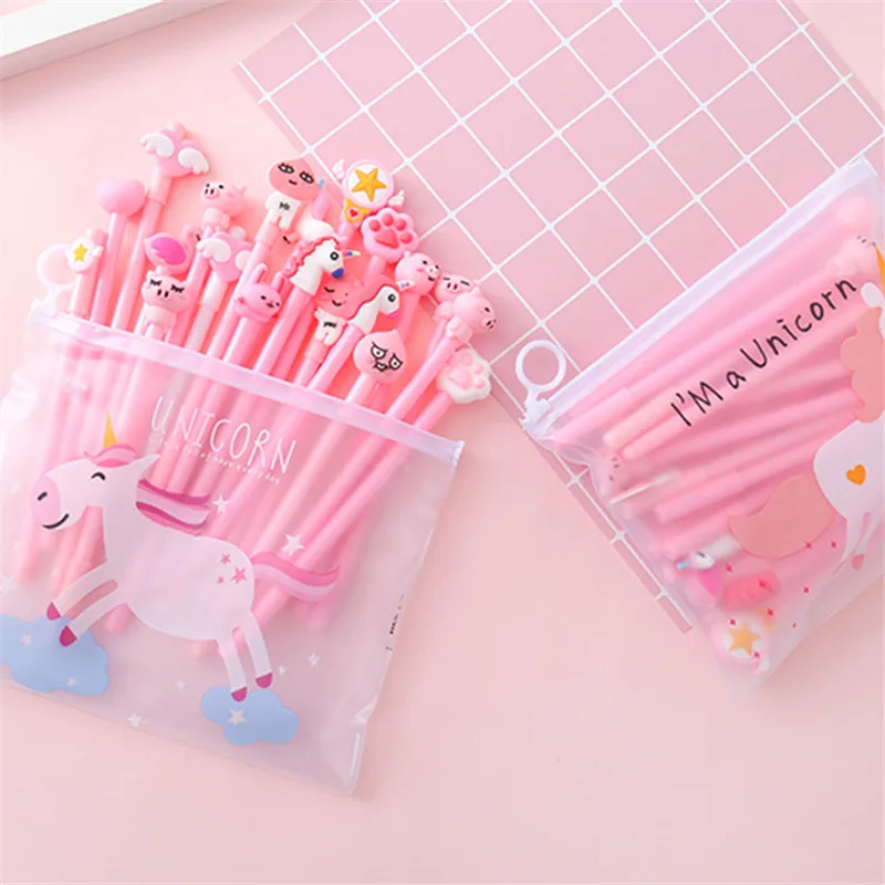 Back To School канцелярские милые ручка для мальчиков и девочек 20 шт Kawaii файл Карманный упаковка мультфильм набор гелевых