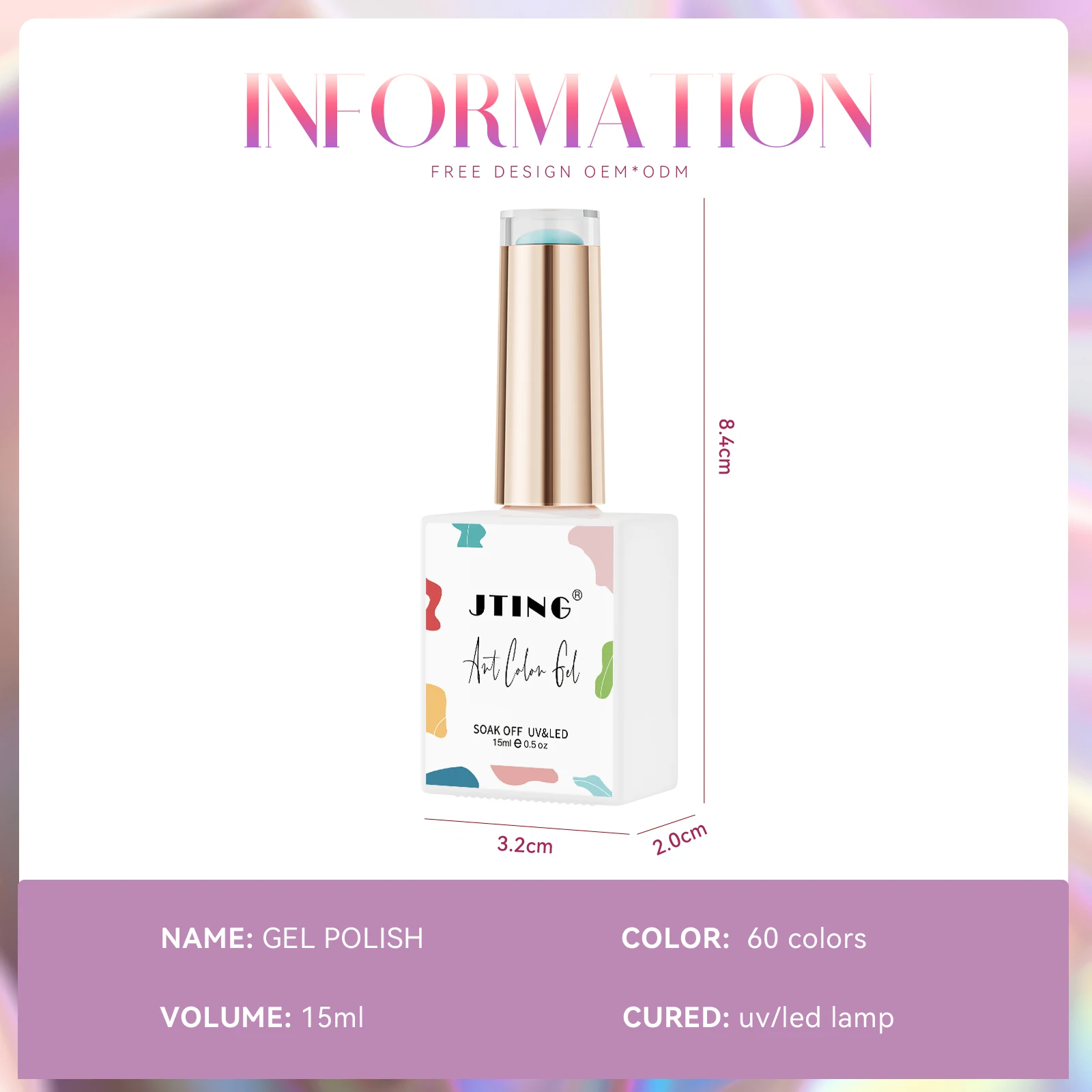 JTING Hot popular 60colors summer collection gel nail polish set box 15ml bottle free color book uv led nail gel polish kit