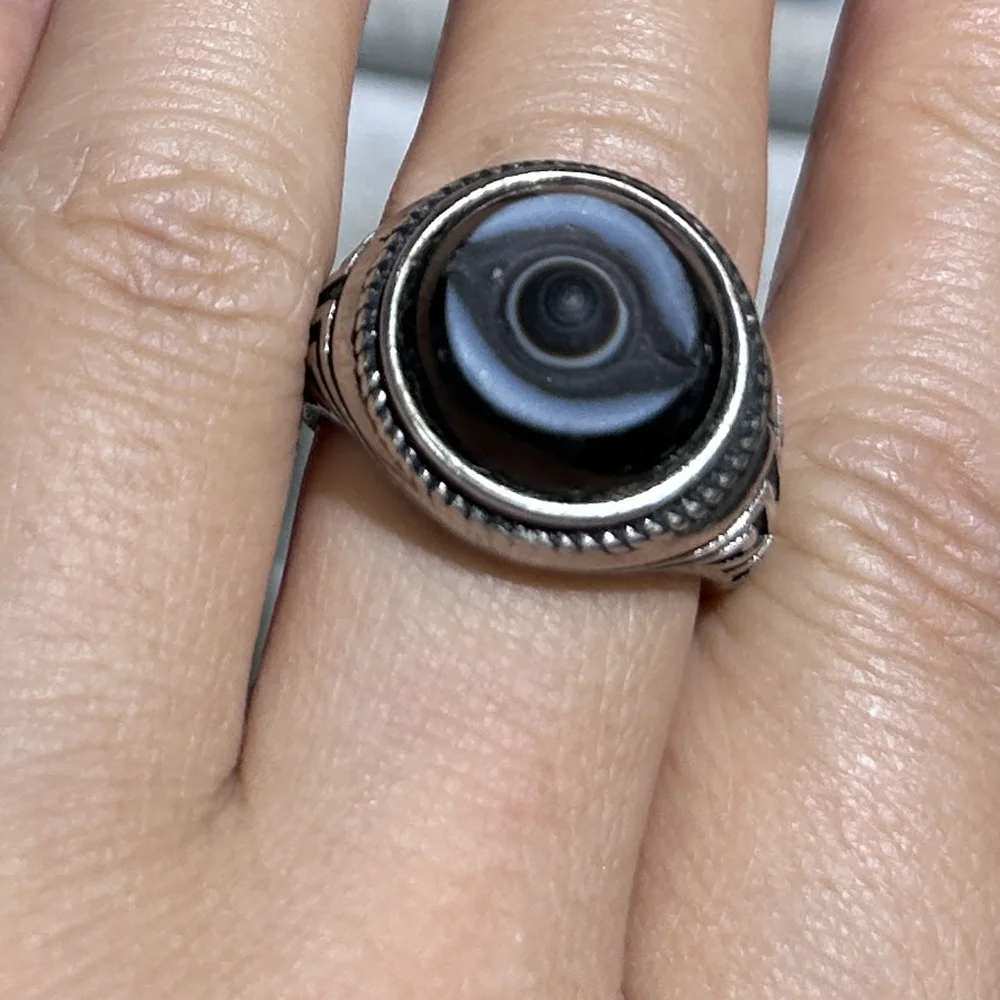 Real Gemstone Hand Carved Illuminati Ring