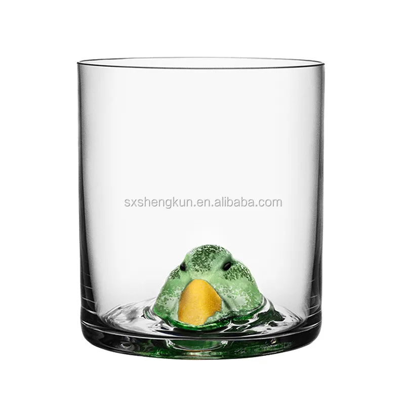 
The spot mouth bloen clear 400ml lead free crystal new friends animal bird whisky glasses with hand printed logo 