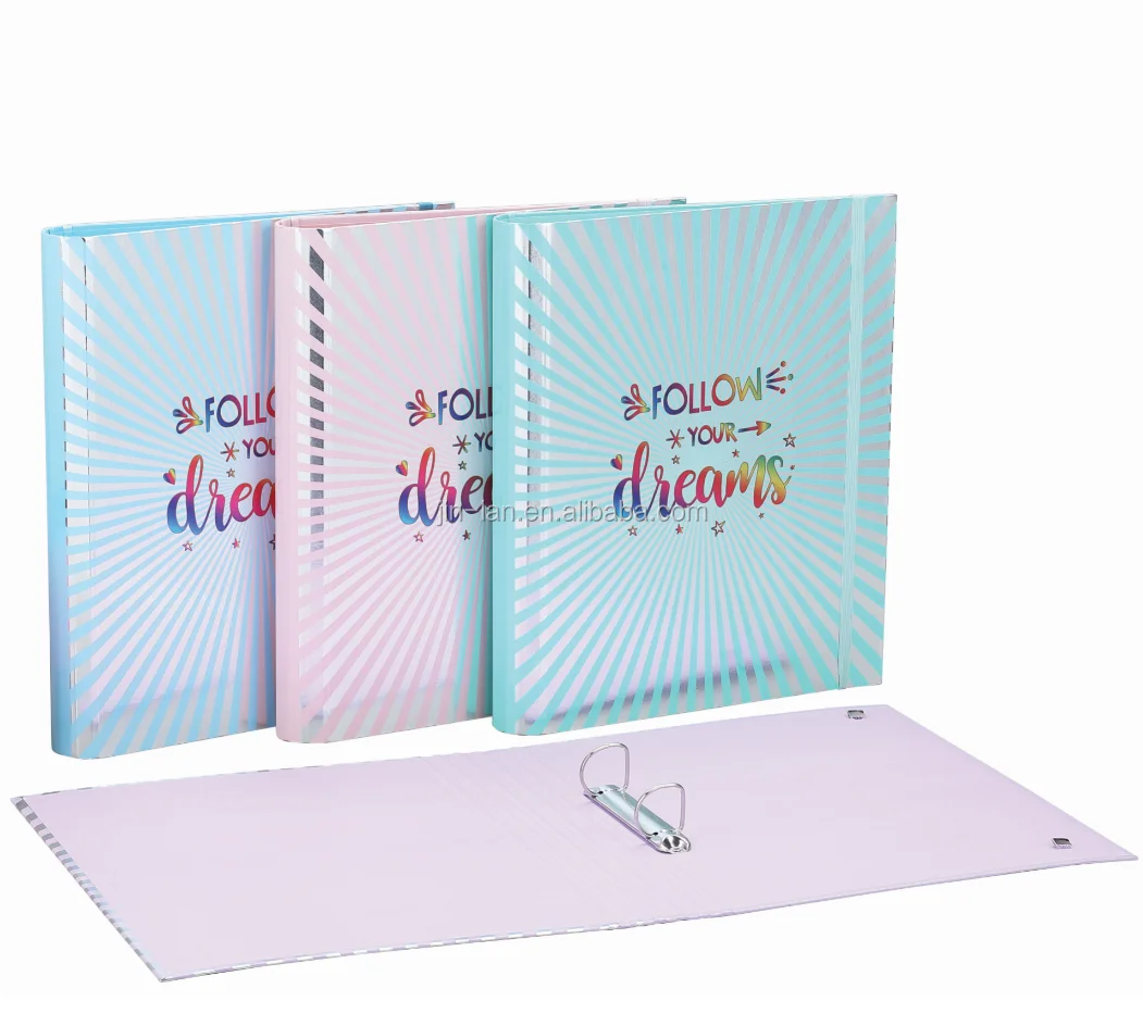 
round back laser paper ring binder with elastic band 2-D ring 