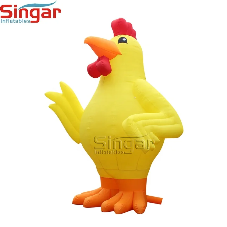5mH Yellow advertising chicken inflatable cartoon animal,free blower inflatable big cock cartoon