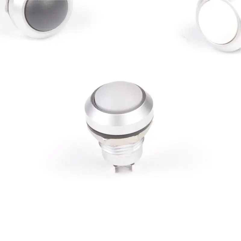 Toowei mini micro lamp-less momentary push button switch white round metal 12mm 3a 220 volt ip67 for boat